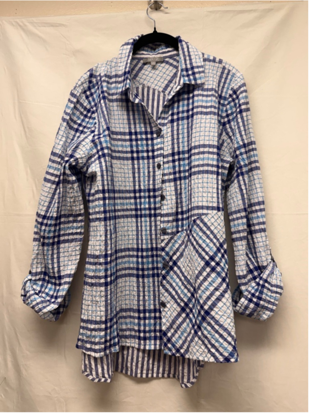 Women's Habitat Blue & White Plaid Button Down Shirt S